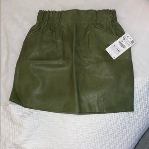 Zara green leather skirt: NWT